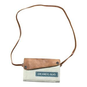 Mona B Women's Small Crossbody Bag Purse Wallet Up Cycled Canvas Faux Leather